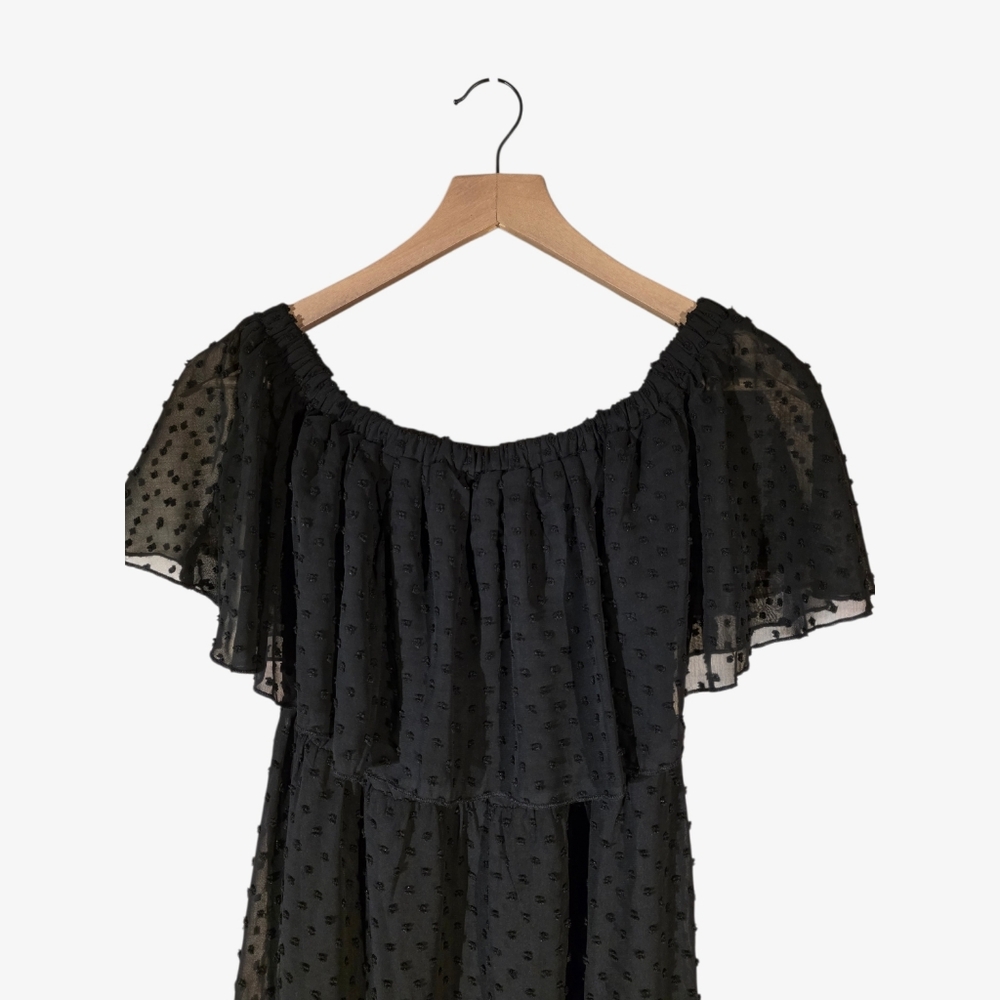 Black Summer Off-Shoulder Maxi Dress Sheer - Picture 5 of 9